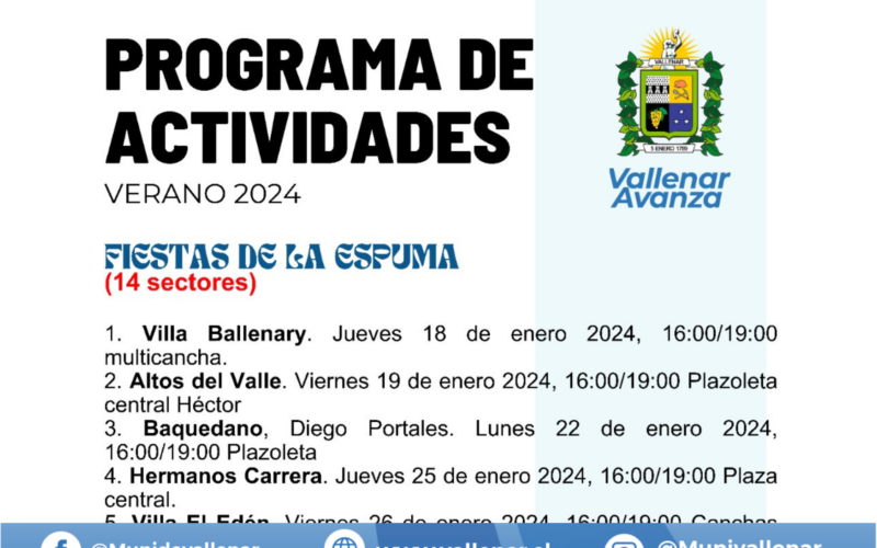 Programa de Actividades, Verano 2024