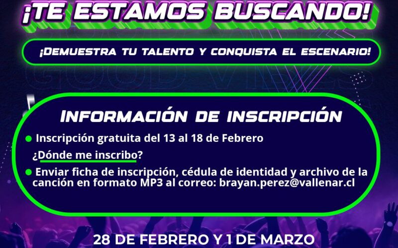 ¡ATENCIÓN TALENTOS DE VALLENAR!
