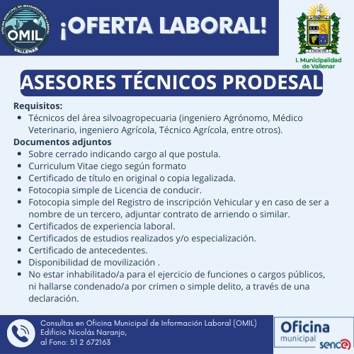 LLAMADO A CONCURSO PRODESAL COMUNA DE VALLENAR
