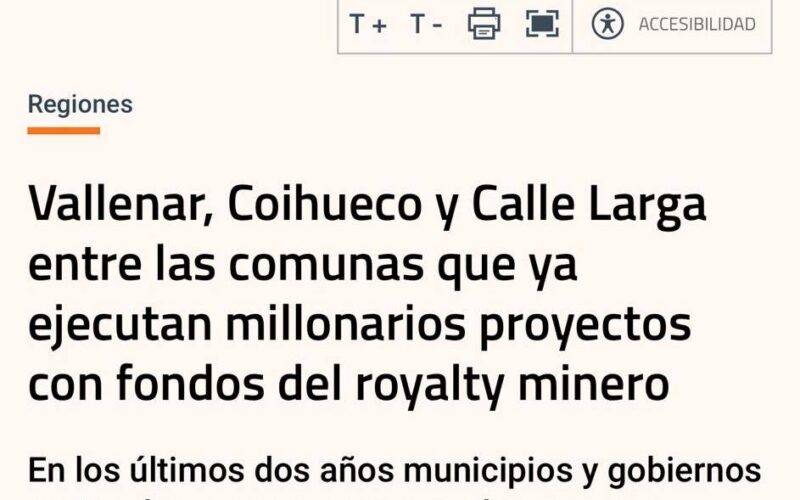 VALLENAR ES UNA DE LAS COMUNAS “EJEMPLO” POR LA GESTIÓN DE LOS RECURSOS ROYALTY MINERO